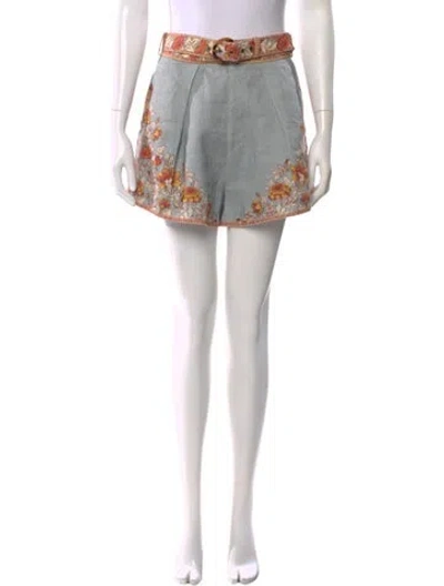 Pre-owned Zimmermann Linen Mini Shorts In Blue