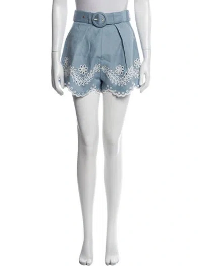 Pre-owned Zimmermann Linen Mini Shorts In Blue