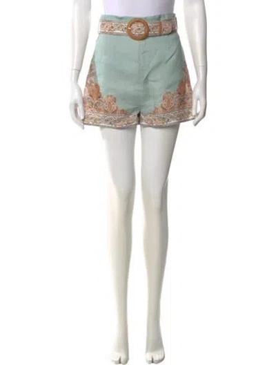 Pre-owned Zimmermann Linen Mini Shorts In Blue