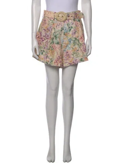 Pre-owned Zimmermann Linen Mini Shorts In Blue