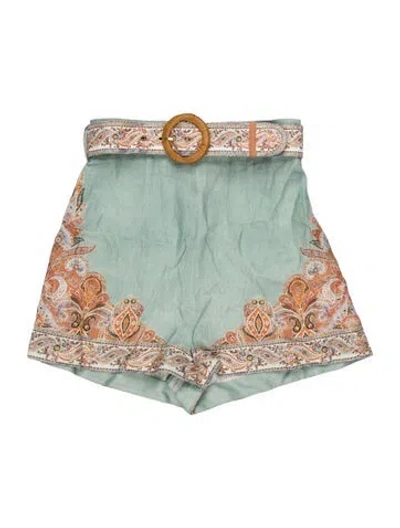 Pre-owned Zimmermann Linen Mini Shorts In Blue