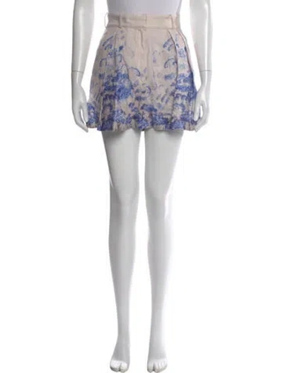 Pre-owned Zimmermann Linen Mini Shorts In Blue