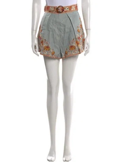 Pre-owned Zimmermann Linen Mini Shorts In Blue