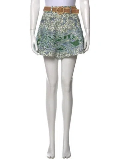 Pre-owned Zimmermann Linen Mini Shorts In Blue