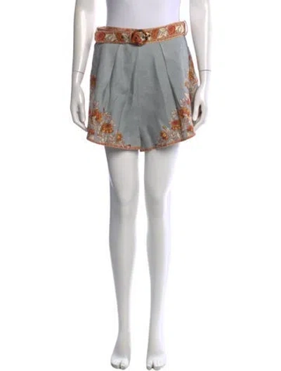 Pre-owned Zimmermann Linen Mini Shorts In Blue