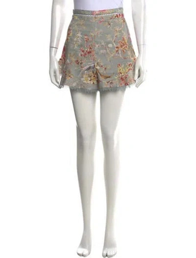 Pre-owned Zimmermann Linen Mini Shorts In Blue