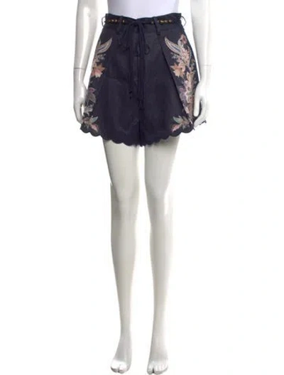 Pre-owned Zimmermann Linen Mini Shorts In Blue