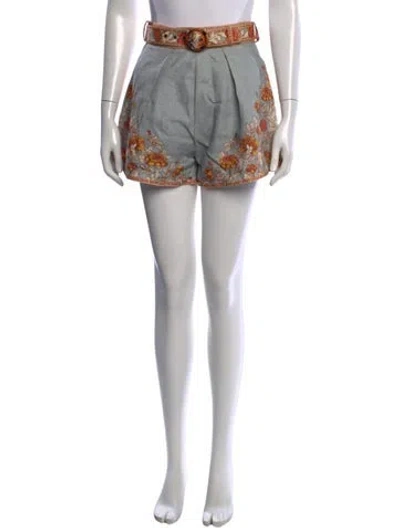 Pre-owned Zimmermann Linen Mini Shorts In Blue