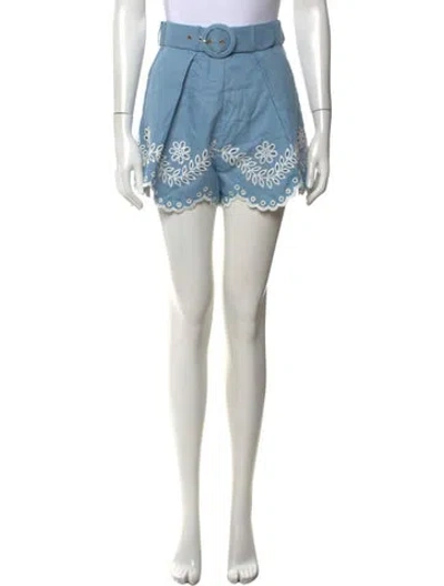 Pre-owned Zimmermann Linen Mini Shorts In Blue