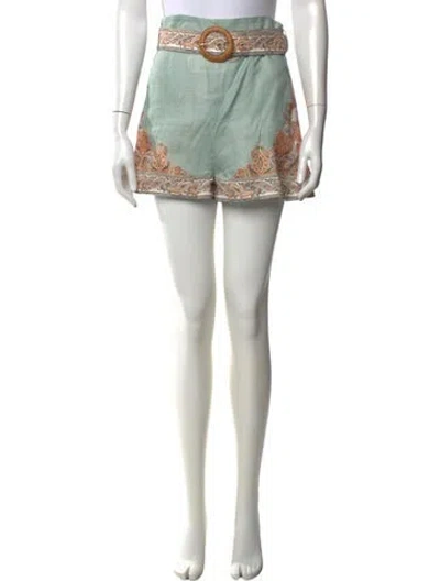 Pre-owned Zimmermann Linen Mini Shorts In Blue