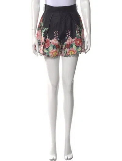 Pre-owned Zimmermann Linen Mini Shorts In Blue