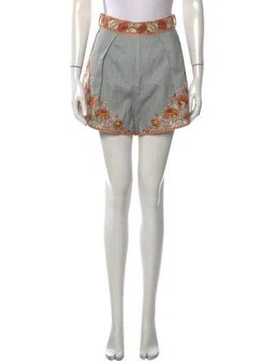 Pre-owned Zimmermann Linen Mini Shorts In Blue