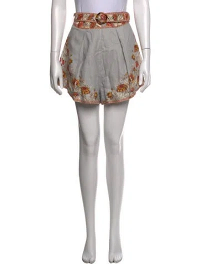 Pre-owned Zimmermann Linen Mini Shorts In Blue