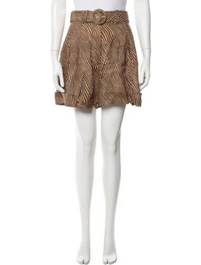 Pre-owned Zimmermann Linen Mini Shorts In Brown