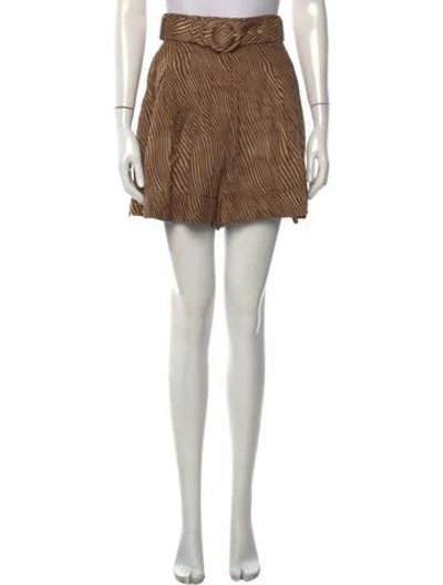 Pre-owned Zimmermann Linen Mini Shorts In Brown