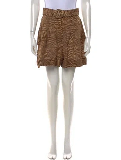 Pre-owned Zimmermann Linen Mini Shorts In Brown