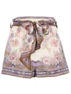 Zimmermann Womens Cream Blue Paisley Luna Scarf-tie Linen Shorts In Multi