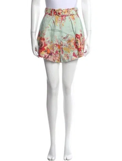 Pre-owned Zimmermann Linen Mini Shorts In Green