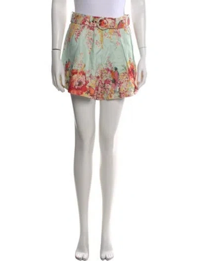 Pre-owned Zimmermann Linen Mini Shorts In Green