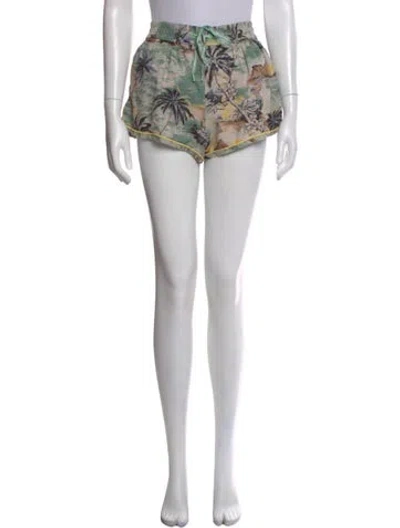 Pre-owned Zimmermann Linen Mini Shorts In Green