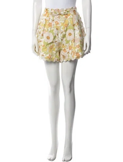 Pre-owned Zimmermann Linen Mini Shorts In Green