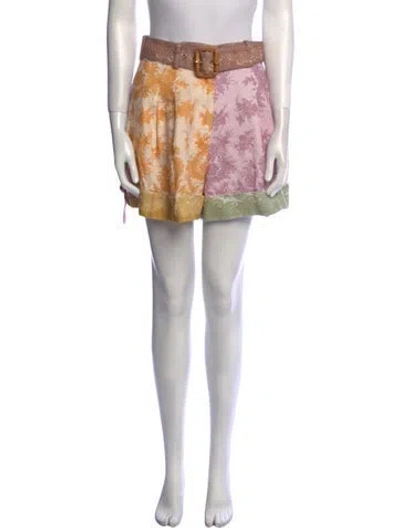 Pre-owned Zimmermann Linen Mini Shorts In Multi