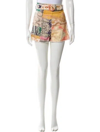 Pre-owned Zimmermann Linen Mini Shorts In Multi