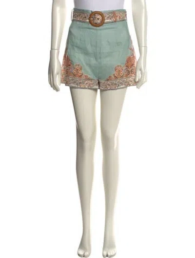 Pre-owned Zimmermann Linen Mini Shorts In Multi