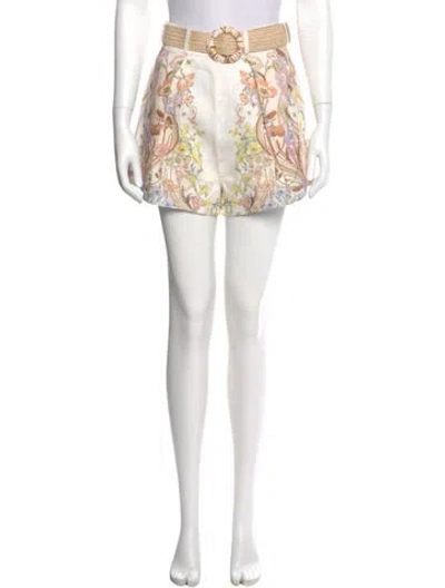 Pre-owned Zimmermann Linen Mini Shorts In Multi