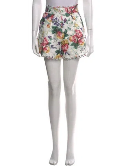 Pre-owned Zimmermann Linen Mini Shorts In Multi