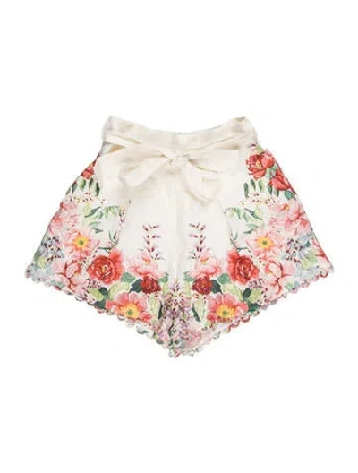 Pre-owned Zimmermann Linen Mini Shorts In Multi