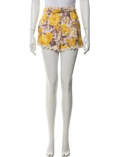 Pre-owned Zimmermann Linen Mini Shorts In Multi