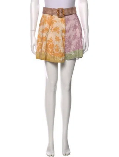 Pre-owned Zimmermann Linen Mini Shorts In Multi