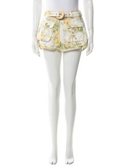 Pre-owned Zimmermann Linen Mini Shorts In Neutral