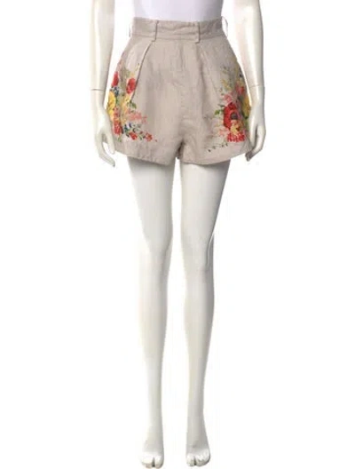 Pre-owned Zimmermann Linen Mini Shorts In Neutral
