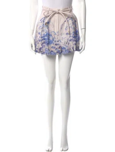 Pre-owned Zimmermann Linen Mini Shorts In Neutral
