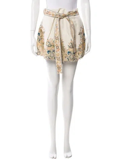 Pre-owned Zimmermann Linen Mini Shorts In Neutral