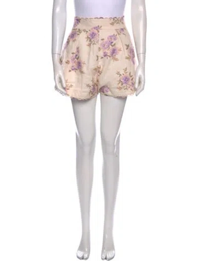 Pre-owned Zimmermann Linen Mini Shorts In Neutral