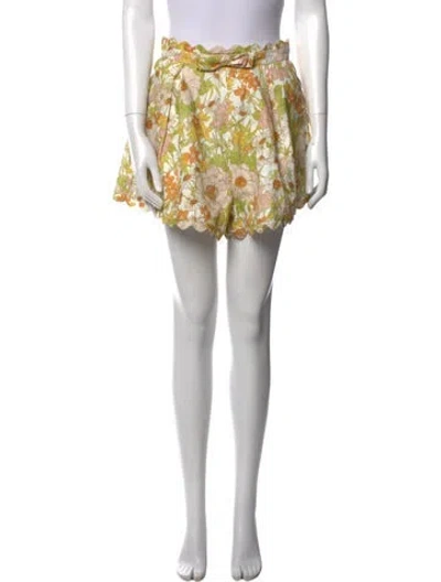 Pre-owned Zimmermann Linen Mini Shorts In Neutral