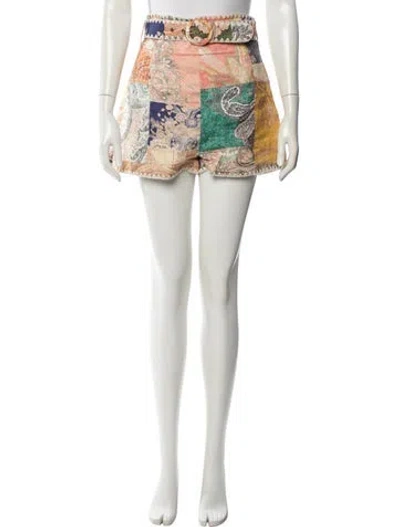 Pre-owned Zimmermann Linen Mini Shorts In Neutral