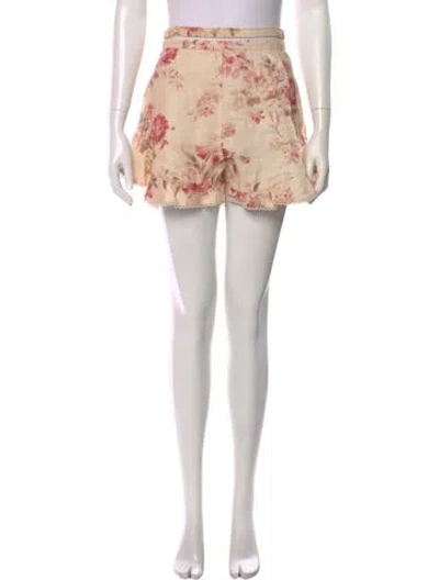 Pre-owned Zimmermann Linen Mini Shorts In Neutral