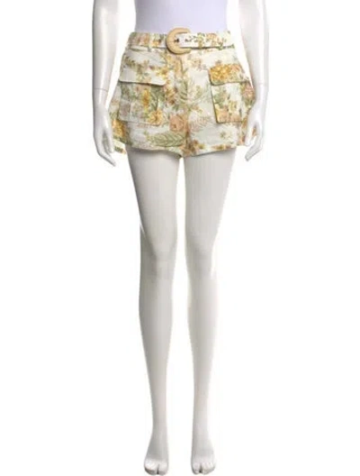 Pre-owned Zimmermann Linen Mini Shorts In Neutral