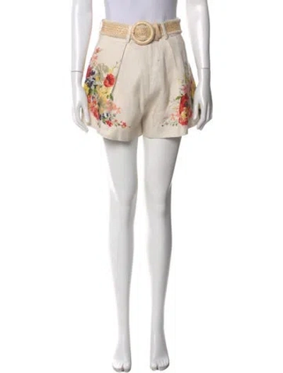 Pre-owned Zimmermann Linen Mini Shorts In Neutral