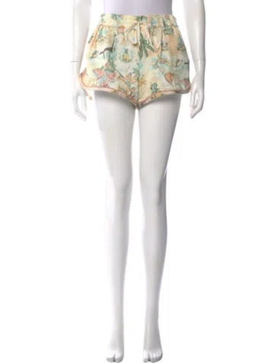 Pre-owned Zimmermann Linen Mini Shorts In Neutral