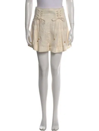 Pre-owned Zimmermann Linen Mini Shorts In Neutral