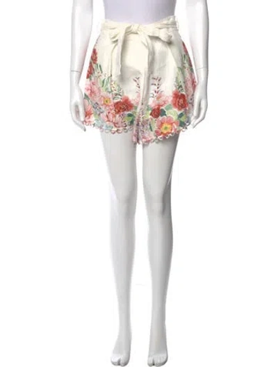 Pre-owned Zimmermann Linen Mini Shorts In Neutral