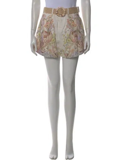 Pre-owned Zimmermann Linen Mini Shorts In Neutral