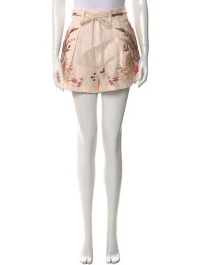 Pre-owned Zimmermann Linen Mini Shorts In Neutral