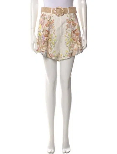 Pre-owned Zimmermann Linen Mini Shorts In Neutral