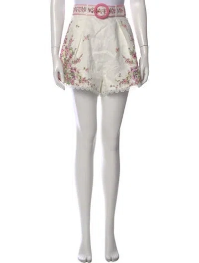 Pre-owned Zimmermann Linen Mini Shorts In Neutral